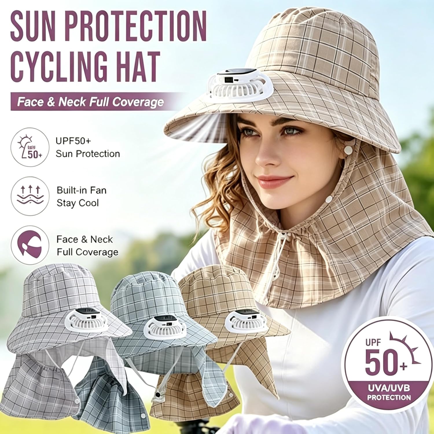 Outdoor Power Fan - 1PC Solar Power Neck Guard Fan