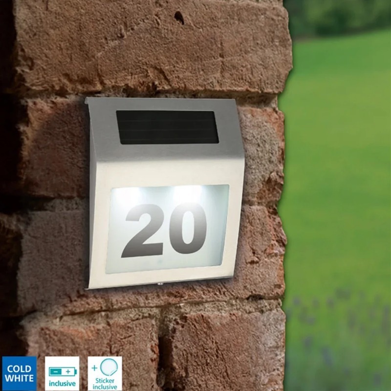 Outdoor Power Number - Custom Stainless Steel Light Guide Solar