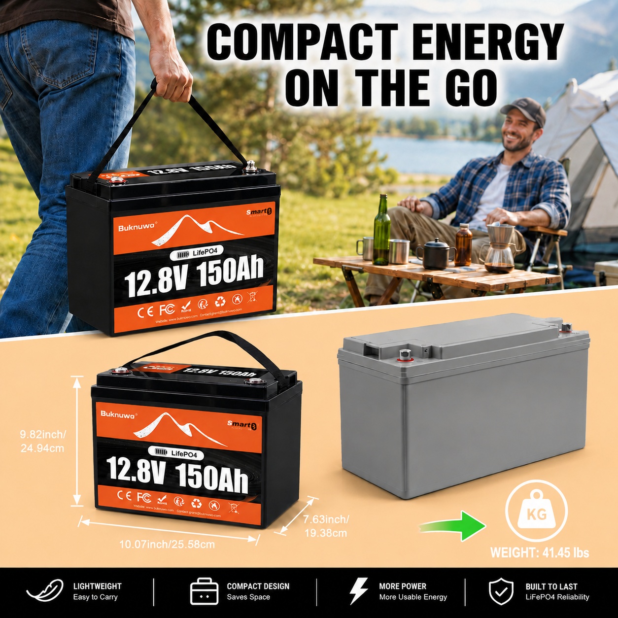 Buknuwo Smart 12V/12.8V 150Ah  - Outdoor Power Supply 12V 评论和价格