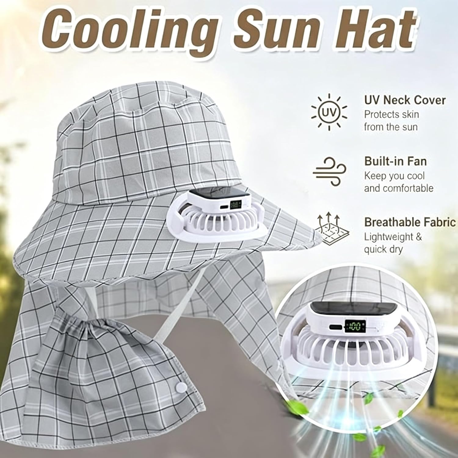 1PC Solar Power Neck Guard Fan - Outdoor Power Fan 评论和价格