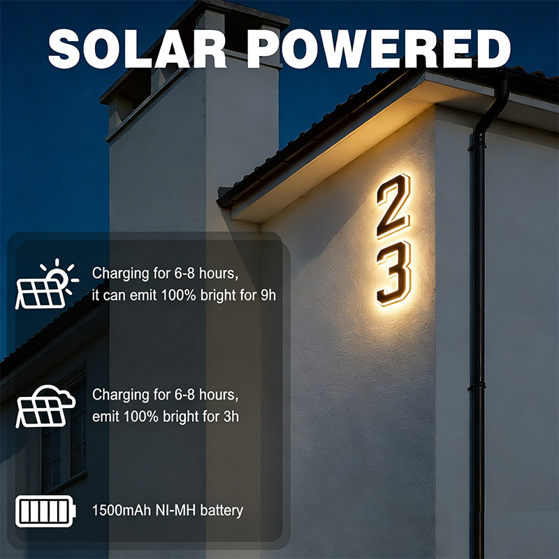 Solar Powered House Number Sig - Outdoor Power Number 评论和价格