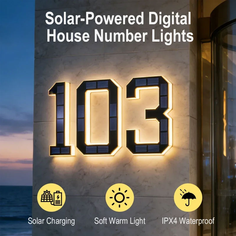 Solar Powered House Number Sig - Outdoor Power Number 评论和价格