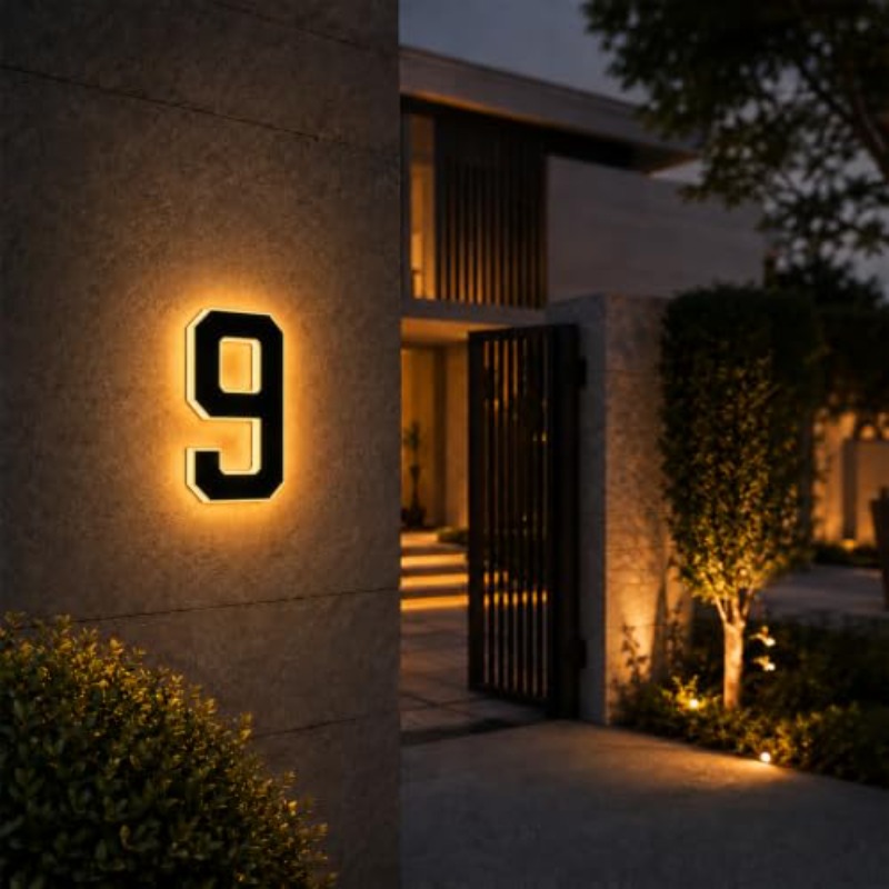 Solar Powered LED House Number - Outdoor Power Number 评论和价格
