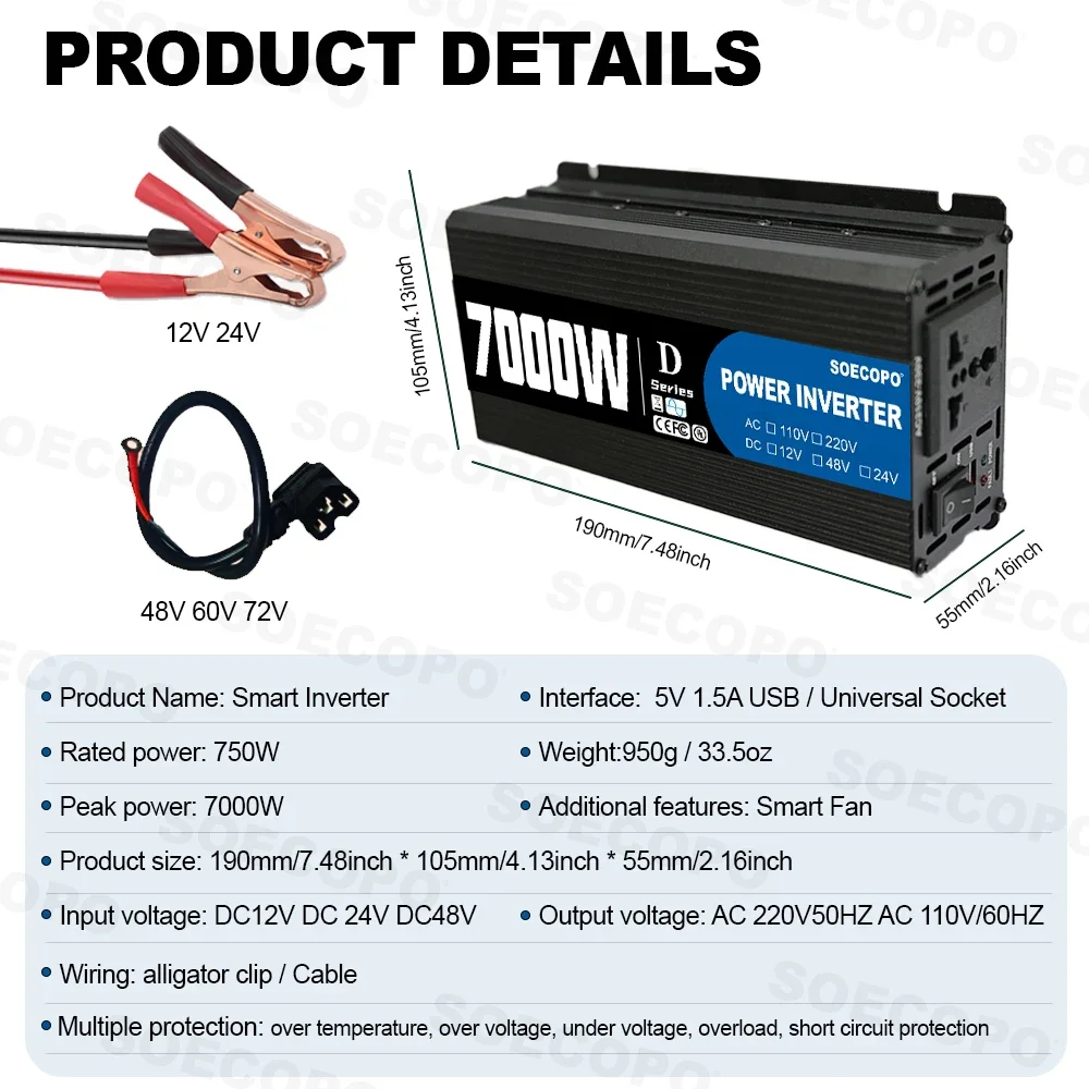 SOECOPO 7000W Power Inverter,  - Outdoor Power Inverter 评论和价格