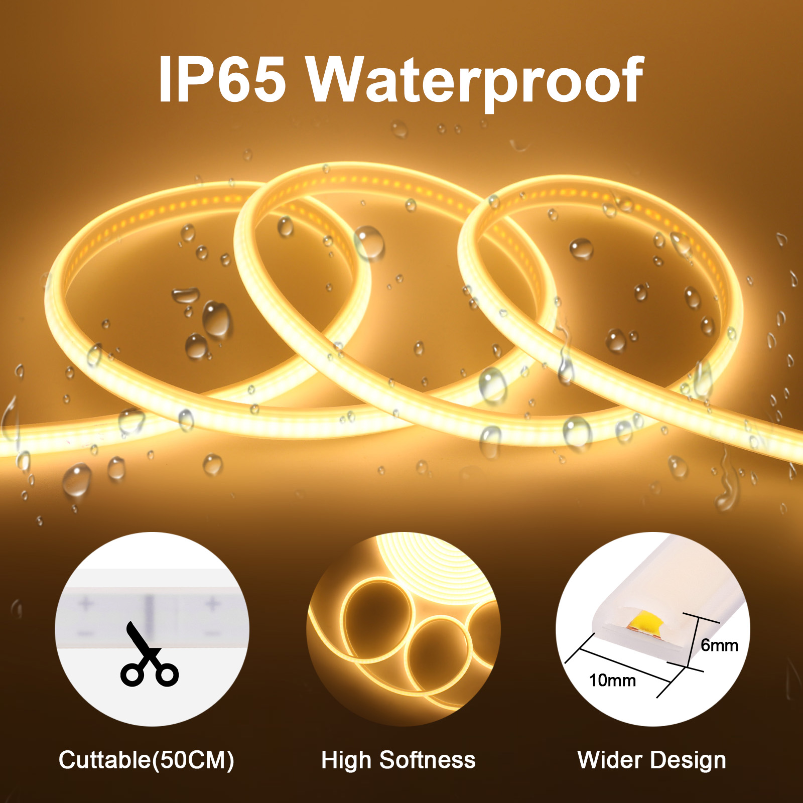 Dimmable COB LED Strip Light 2 - Outdoor Power Strip Weatherproof 评论和价格